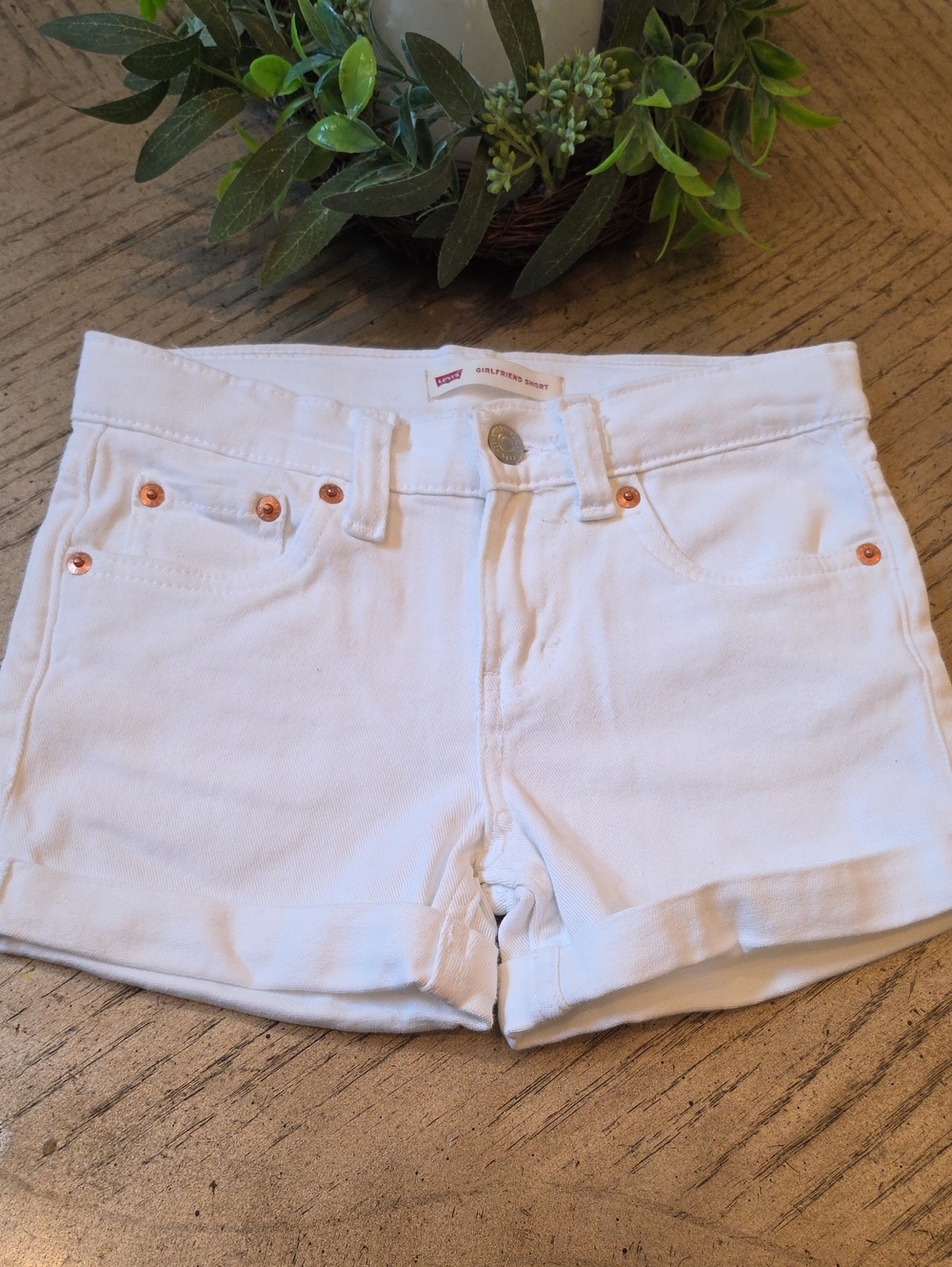 Levi's White Girls Denim Girfriend Jean Shorts Size 7